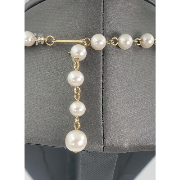 Vintage Twisted Torsade Faux Pearl Choker Necklace With Rhinestones and Extender - Picture 7 of 7